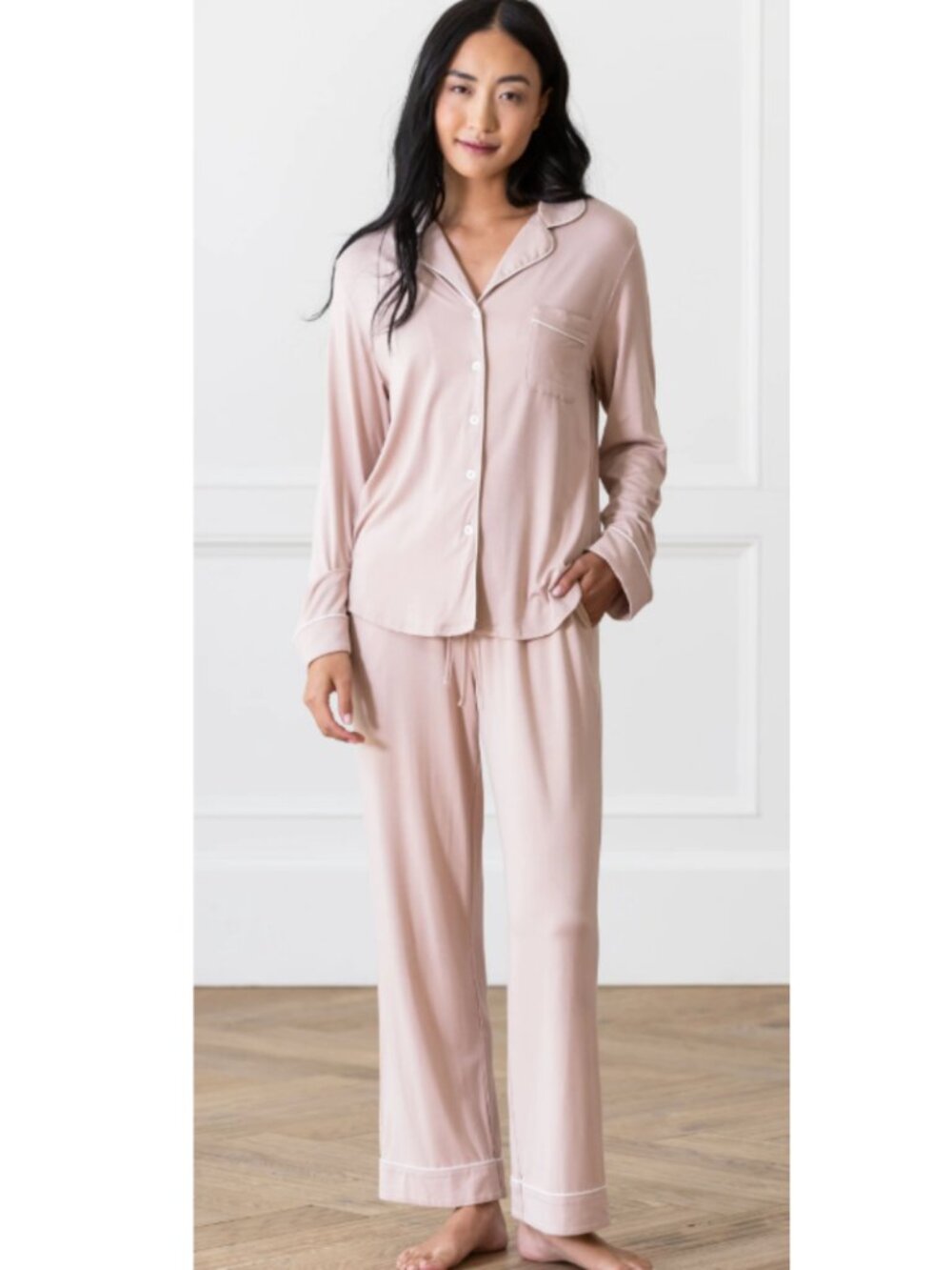 Cozy Earth Bamboo Stretch-Knit Tall Long Sleeve Pajama Set Blush XXL